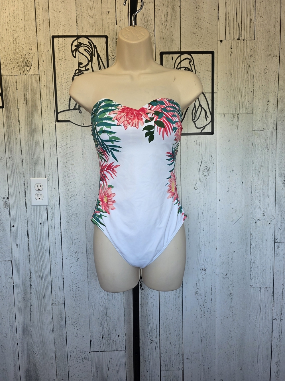 The Collection Debenhams Tropical Floral Strapless One Piece Swimsuit Size 12
